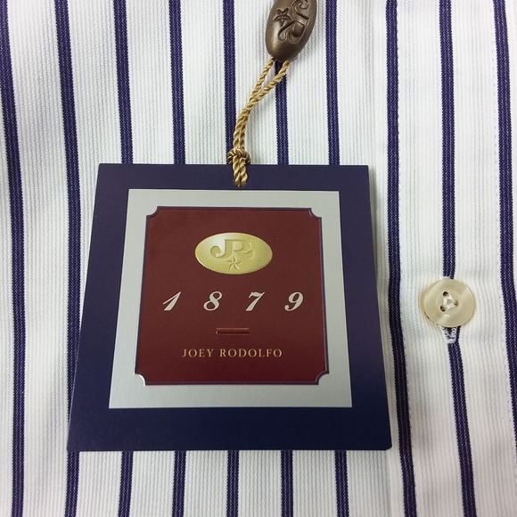 Joey Rodolfo 1879 NWT Men's Dress Shirt Button Front L/S Point Collar Striped - Picture 5 of 11